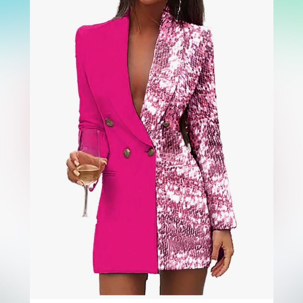 Pink and Sequin Blazer Dress